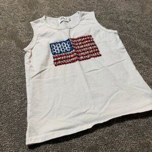 Lola + The Boys American flag tank top with red white and blue gems size 10